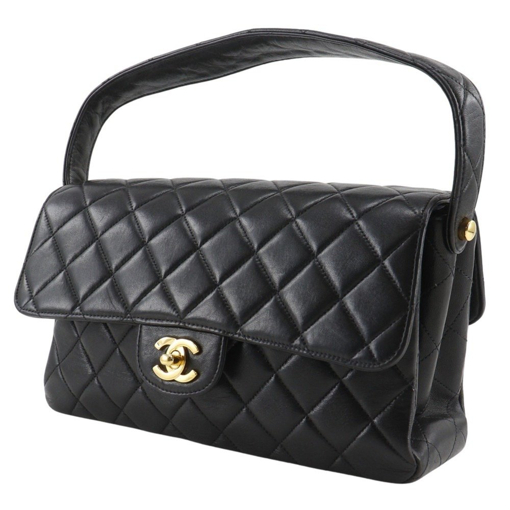 CHANEL Double-Face Handbag, Matelasse Lambskin, Black, Turnlock, Women's, - Picture 2 of 10